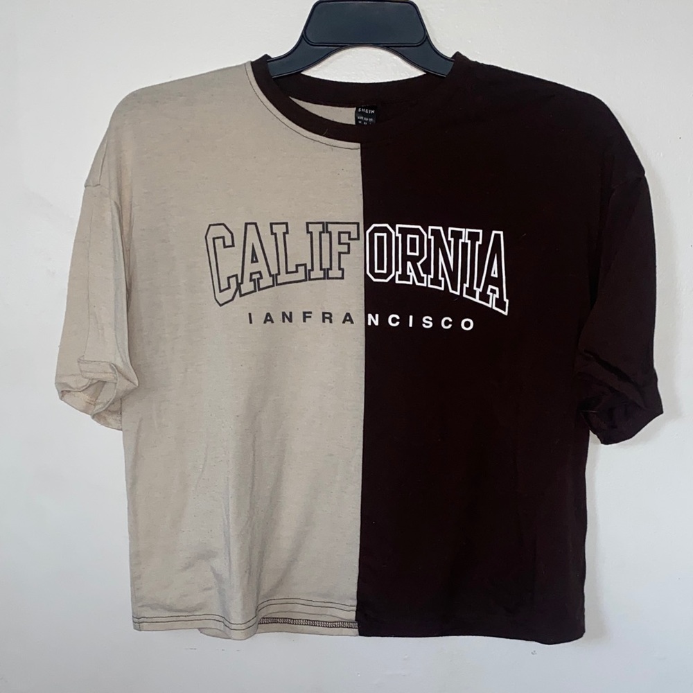 SHEIN California Graphic Two-Tone Tee
